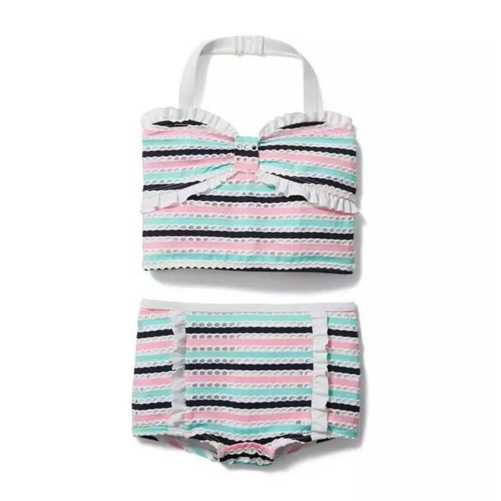Janie and Jack 18-24 Months Baby Girl Textured Striped 2-Piece Swimsuit